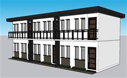两层宿舍楼建筑免费su模型库(ID37547)