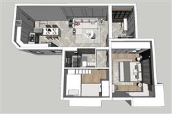 现代户型家装两房草图大师模型(ID38945)
