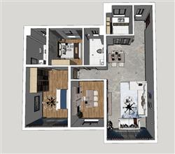 新中式家装户型鸟瞰图草图大师模型(ID39018)