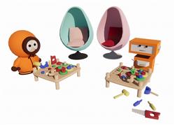 机器人玩具积木桌SU模型