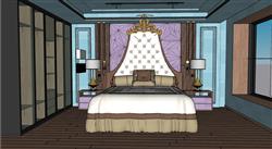 美式卧室房间SU模型