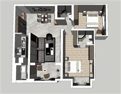 小户型两居室家装草图模型(ID39781)