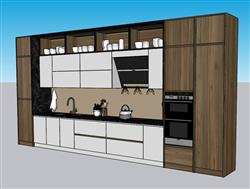 一字型厨房橱柜SU模型