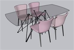 玻璃餐桌椅SU模型