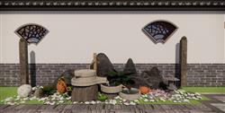 中式庭院景观小品SU模型(ID39995)