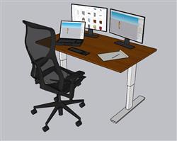 电脑桌办公桌SU模型