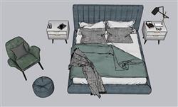 卧室床铺SU模型