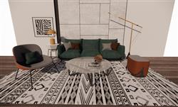 现代客厅沙发草图模型(ID40222)