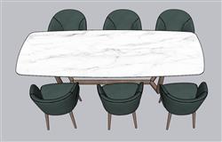 岩板餐桌椅SU模型