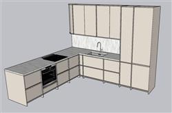L形厨房橱柜SU模型
