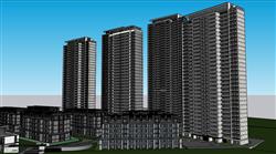 高层小区建筑SU模型