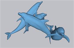 海豚雕塑SU模型