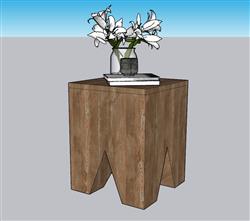 角桌花瓶SU模型
