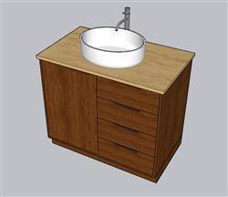 浴室柜台盆SU模型