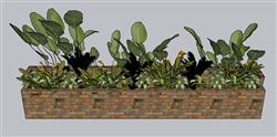 花箱花坛植物SU模型