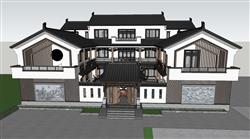 中式民宿民居SU模型