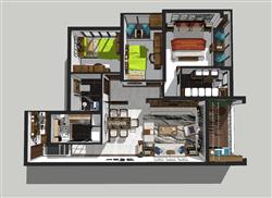 新中式室内家装户型草图模型(ID49093)