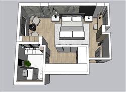 单身公寓室内空间草图模型(ID50087)