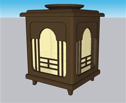 中式桌灯装饰SU模型