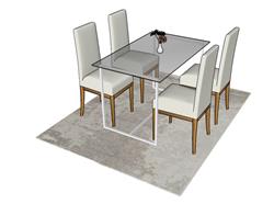 四人餐桌椅SU模型