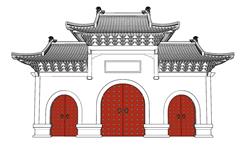 中式门楼古建SU模型