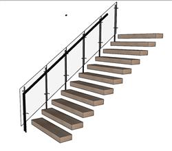 楼梯玻璃扶手SU模型