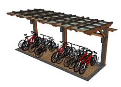 自行车停车棚SU模型