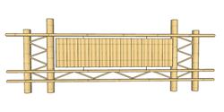 竹制栏杆护栏SU模型