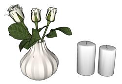 花瓶蜡烛SU模型