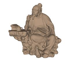 中式茶圣雕像SU模型