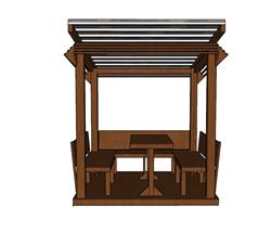 木质凉亭座椅SU模型