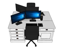 电脑办公桌SU模型