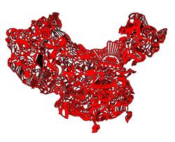 中国地图剪纸SU模型