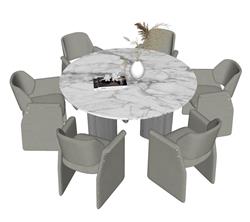 圆桌餐桌椅SU模型