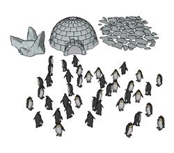 南极雪屋企鹅SU模型