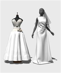 婚礼礼服模特SU模型