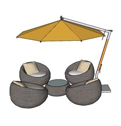 太阳伞座椅SU模型
