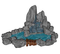 假山石头水景SU模型