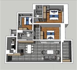 家装户型样板间sketchup模型(ID88922)-www.caotu66.com