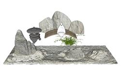 石头假山石景观SU模型
