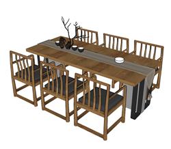 日式餐桌椅SU模型