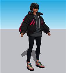 VR眼镜女孩SU模型