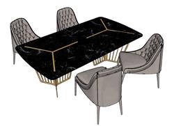 北欧餐桌椅SU模型