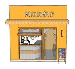 网红奶茶店SU模型