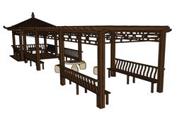 中式廊架文化SU模型