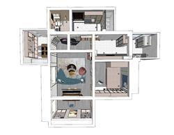 公寓家装户型SU模型