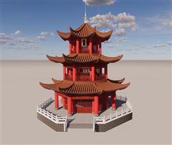 中式塔古建筑SU模型
