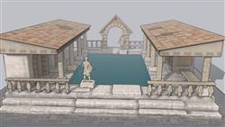 罗马户外游泳池SU模型