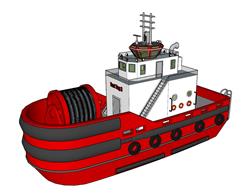 拖船轮船SU模型