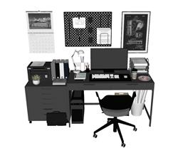 电脑桌办公桌SU模型
